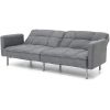 Modern Grey Linen Split-Back Futon Sofa Bed Couch