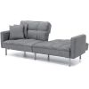 Modern Grey Linen Split-Back Futon Sofa Bed Couch