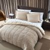 King Plush Sherpa Reversible Micro Suede Comforter Set in Beige