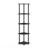 5-Shelf Modern Corner Bookcase in Espresso Black Wood Finish