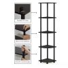 5-Shelf Modern Corner Bookcase in Espresso Black Wood Finish