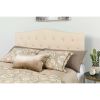 Twin size Beige Fabric Upholstered Button Tufted Headboard