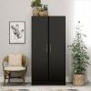 Black Freestanding Bedroom Cabinet Armoire Wardrobe Closet with Hanging Rail