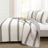 King Size Black White 3 Piece Stripe Reversible Cotton Quilt Set