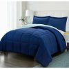 Twin/Twin XL Traditional Microfiber Reversible 3 Piece Comforter Set in Blue/Navy