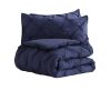 Twin Size All Season Pleated Hypoallergenic Microfiber Reversible 2 Piece Comforter Set in Navy