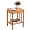 Classic Light Brown Wood 1-Drawer End Table Nightstand Side Table