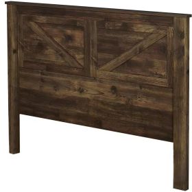 Queen size Farmhouse Style Headboard in Rustic Brown Wood Finish