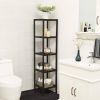 Brown Bamboo Wood 4-Shelf Versatile Storage Unit Rack Narrow Bookcase