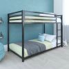 Twin over Twin size Modern Low Height Black Metal Bunk Bed