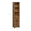 Narrow Brown Wood 3-Shelf Bookcase Bathroom Livingroom Storage Cabinet