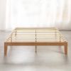 California King size Solid Wood Platform Bed Frame in Natural Wooden Finish