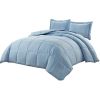 Queen Size Reversible Microfiber Down Alternative Comforter Set in Blue