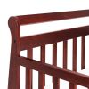 Cherry Modern Slatted Guard Rails Toddler Sleigh Bed