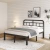 California King Size Heavy Duty Black Metal Platform Bed Frame with Headboard