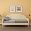 Twin size Mid-Century Modern Off-White Cream Velvet Upholstered Daybed