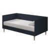 Twin Mid-Century Modern Dark Blue Linen Upholstered Daybed