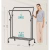 Minimalistic 2 Rod Wheeled  Laundry Sorter Clothing Rack in Black