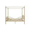 Full size Heavy Duty Metal Canopy Bed Frame in Gold Finish