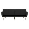 Dark Grey Linen Futon Sofa Bed with Modern Mid-Century Style Wooden Legs