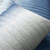 Full/Queen Navy Blue Grey Lightweight Wrinkle Fabric 3 Piece Quilt Set