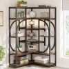 67-inch Tall Modern Industrial Metal Wood Corner Bookcase