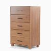 Modern Farmhouse Solid Wood 5 Drawer Bedroom Chest in Light Brown Finish