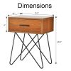 FarmHouse Rustic Natural Brown 1 Drawer Nightstand Coffee Table