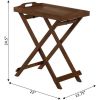 Folding TV Tray Bedside Table in Dark Brown Espresso Wood Finish