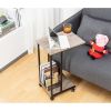 Modern Industrial Style Metal Wood TV Tray Bedside Table with Removable Casters