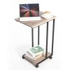 Modern Industrial Style Metal Wood TV Tray Bedside Table with Removable Casters