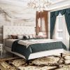 Full White Faux Leather Upholstered Platform Bed with Button-Tufted Headboard