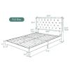 Full White Faux Leather Upholstered Platform Bed with Button-Tufted Headboard