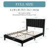 Full size Black Velvet Upholstered Platform Bed Frame with Headboard