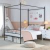 Full size Four Poster French Country Metal Canopy Bed in Black Finish