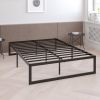 King Size 14 Inch Black Metal Steel Slat Platform Bed