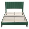 Full size Green Velvet Upholstered Platform Bed Frame with Headboard