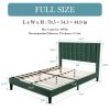 Full size Green Velvet Upholstered Platform Bed Frame with Headboard