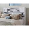 Full size Farmhouse Bookcase Headboard in White Wood Finish