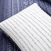 Full/Queen Scandinavian Chevron Navy Blue White Reversible Cotton Quilt Set