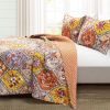 Full/Queen Boho Floral Lightweight Cotton Orange Mauve 3-Piece Quilt Set