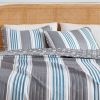 Full/Queen 3 Piece Coastal Starfish Sand Dollar Grey Blue White Quilt Set