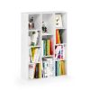 Modern 42-inch High Bookcase with 11-Cube Open Shelves in White Wood Finish