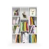 Modern 42-inch High Bookcase with 11-Cube Open Shelves in White Wood Finish