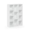 Modern 42-inch High Bookcase with 11-Cube Open Shelves in White Wood Finish