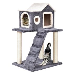 Gray 36 Inch Tower Condo Scratching Post Ladder Cat Tree House