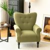 Green Retro Tufted Polyester Accent Chair with Stylish Espresso Wood Legs