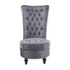 Gray Tufted High Back Plush Velvet Upholstered Accent Low Profile Chair