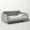 Twin size Grey Polyester Fabric Upholstered Daybed with Nailhead Trim