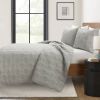 Full/Queen Hexagonal Pattern Lightweight Grey Textured Cotton 3 Piece Quilt Set